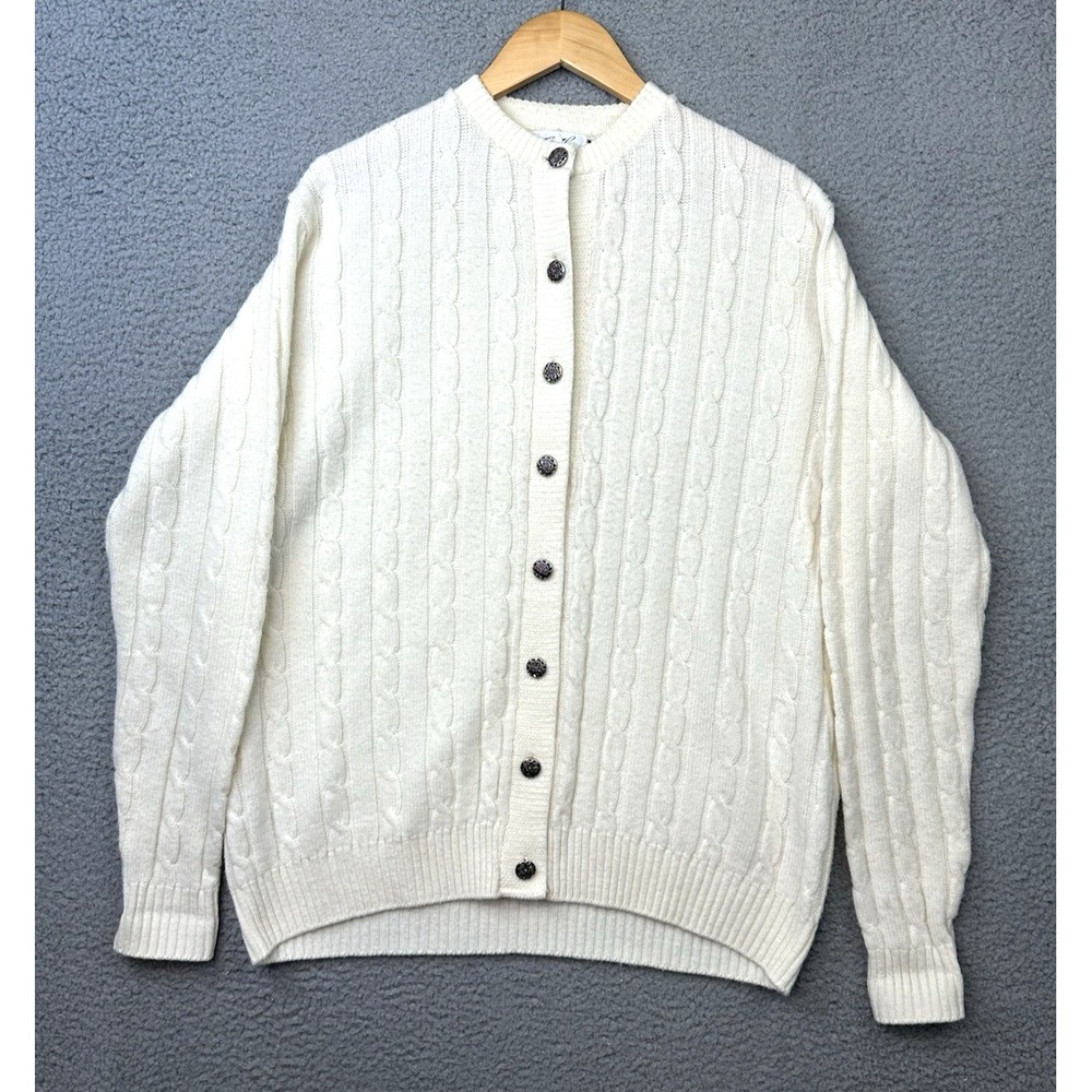 Vtg Faribo Faribault Cream Cable Knit Cardigan Sweater Womens Plus Size 2X (46)